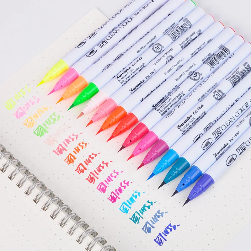 kuretake RB-6000AT 4/6 colors ZIG clean color real brush soft head watercolor brush cartoon drawing pen art supplie