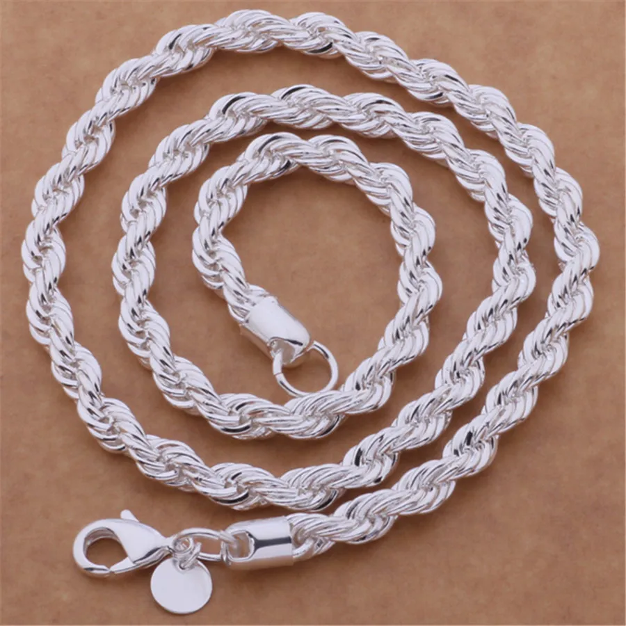 925 Wholesale price 16-24inches silver color jewelry fashion elegant for men women 4MM necklace jewelry marked , N067