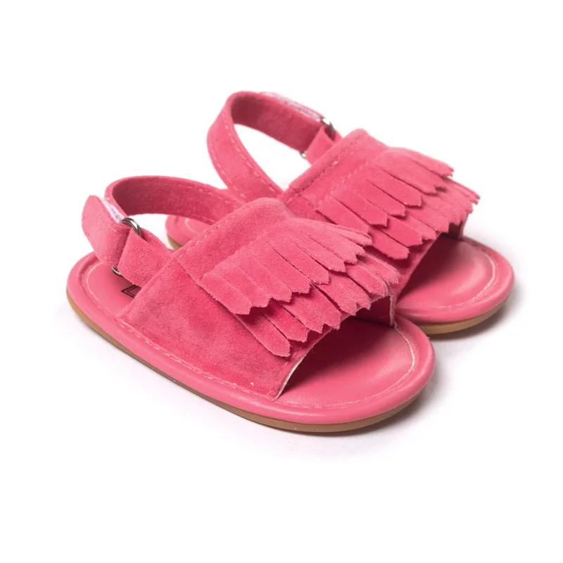 Men and women baby toddler shoes summer open toe tassel breathable  0-1 years old non-slip soft bottom step shoes baby sh