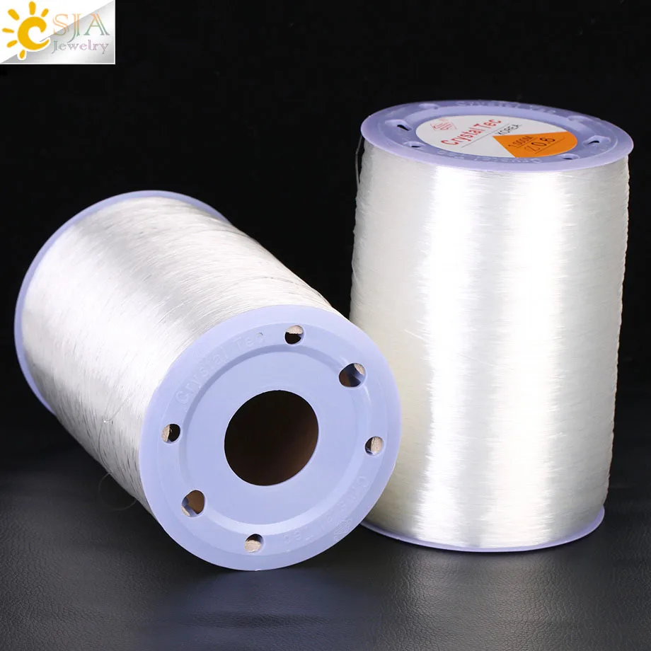 CSJA 1000M Elastic Line Transparent Crystal Cord 1 Roll Stretch Thread Handmade Strong String for DIY Beaded Jewelry Making F375