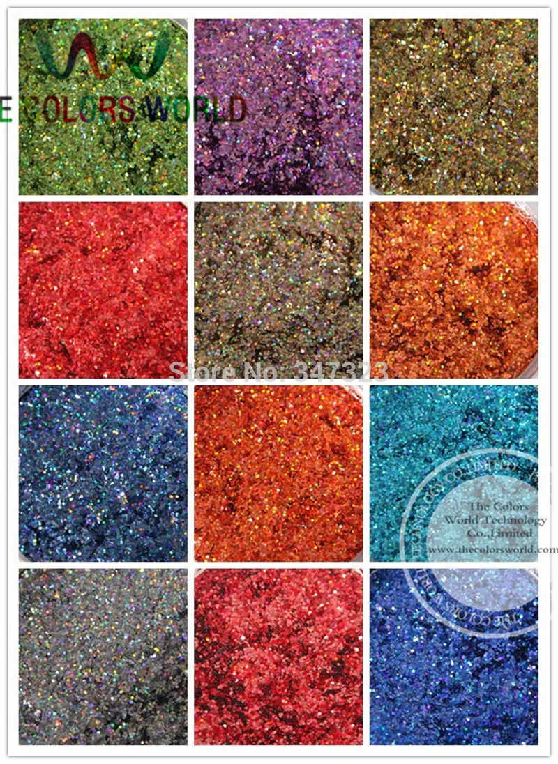 24 Laser Holographic Colors 1MM Laser Glitter Spangles for nail design,art and craft accessories  1 Lot =50g*24 colors =1200g