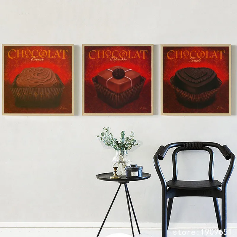 cotton no frame cartoon chocolate cake canvas printings oil painting printed on cotton cafe wall art decoration picture