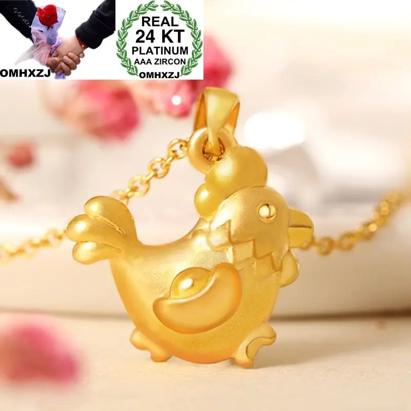 

OMHXZJ Wholesale European Fashion Woman Man Party Wedding Gift Cock 24KT Yellow Gold Necklace Pendant Charm CA275