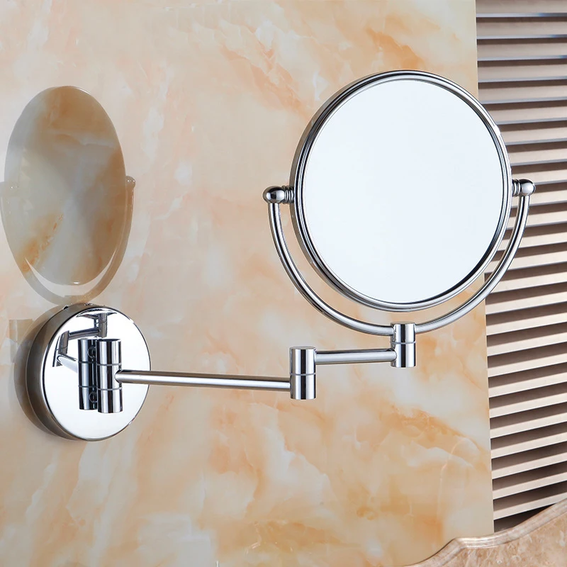 

Round Wall Mirror Vanity Cosmetic Mirror 3x Magnifying Mirror Double-sided Bathroom Makeup 360 Angle Swivel Mirror Arm Mirror