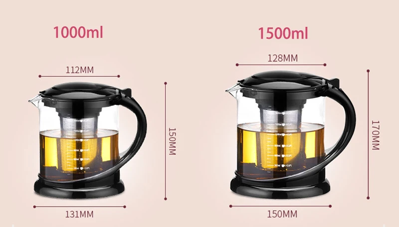 Large capacity thick glass bubble teapot,borosilicate glass Pot Flower Tea Set Puer Kettle Coffee Teapot Convenient With Infuser