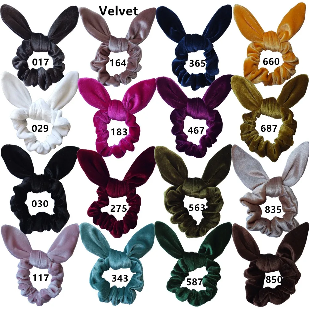 

20 pcs/lot, Women Girls Velvet Bunny Ear hair Scrunchie, Hair Ties, Knot Bow Hair Elastic