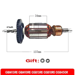 AC220-240V 4 Teeth Armature Rotor for Bosch GBM13RE GBM10RE GSB13RE GSB10RE GSB450R GSB450R PSB42RE PSB420RET PSB400RET PSB420RE