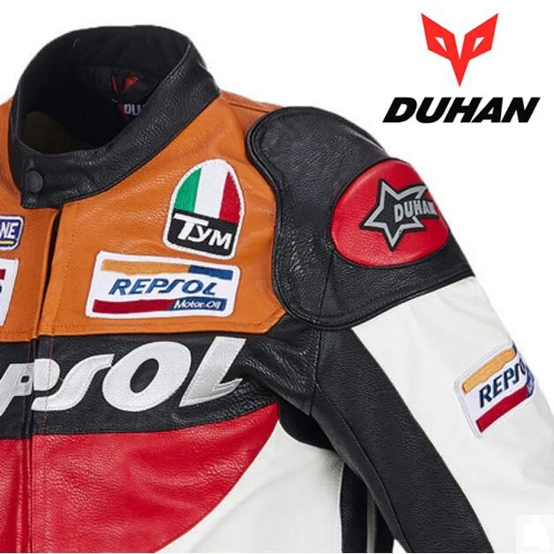 DUHAN-chaquetas de ciclismo para hombre, ropa de Motocross, GP REPSOL, chaqueta de montar en motocicleta, cuero de microfibra PU, a prueba de viento