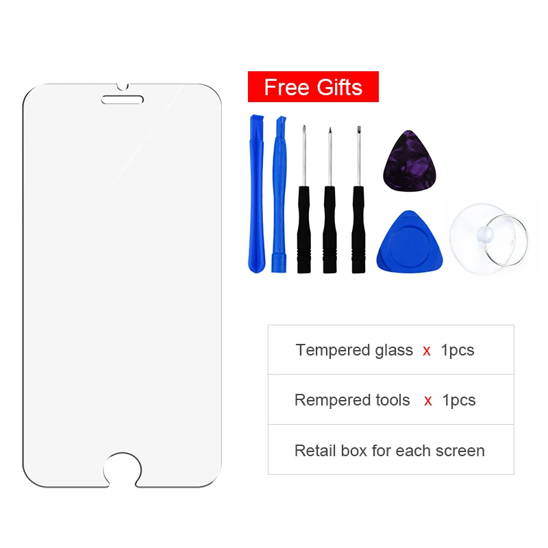 100PCS/Lot Lcd For iPhone 6S creen Replacement Display with Front Camera + Home Button Black and White Grade AAA+ 100% Tested