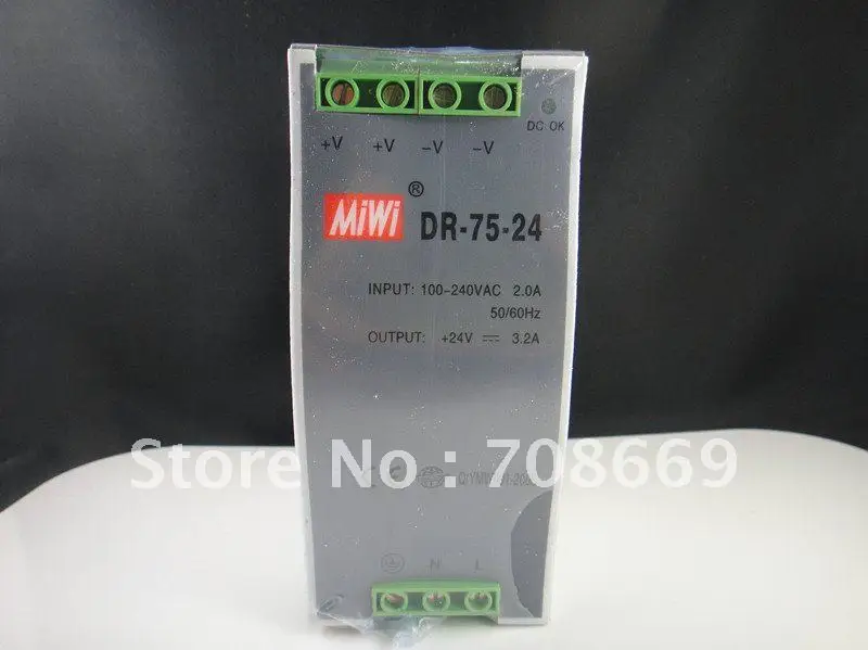 Din Rail Mounted 24VDC 3.2A Output 75W Power Supply