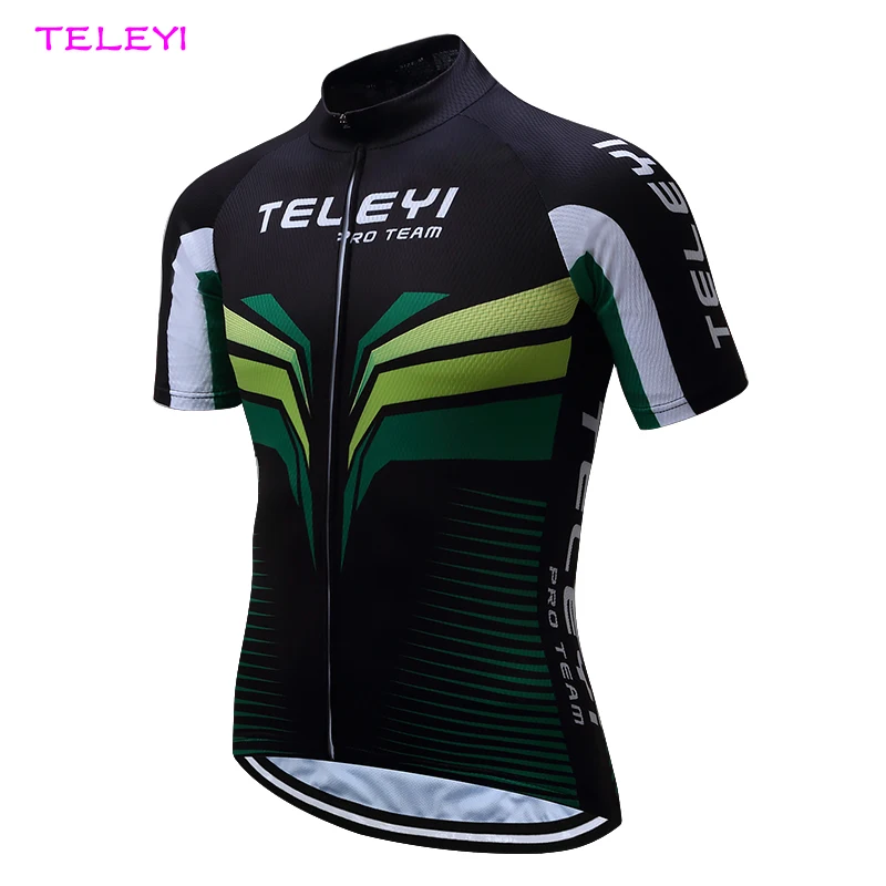 TELEYI Mens Breathable Short Sleeve Cycling Jersey Top Black S-4XL