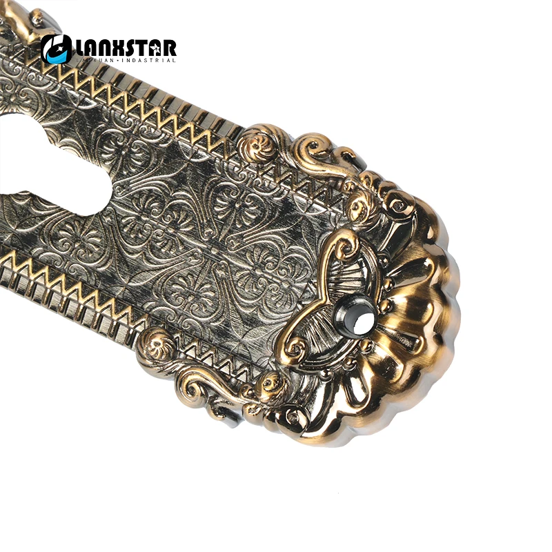 European Luxury Mute Locks Gold Hollow Process Handle Locks Mahogany Double Tongue Locks Carved Interior Zinc Alloy Indoor Lock