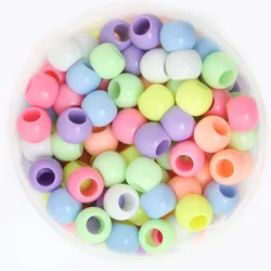 8x9mm Approx 130pcs/bag High Quality Handcraft Mixed Color Acrylic Big Hole Beads Spacer Ball Beads for DIY Clothes Craft Making