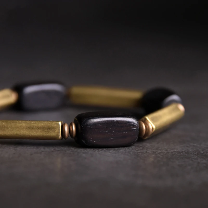 Ebony Mix Copper Beads Bracelet Fashion Rock Street Unique Geometric Beaded Contracted Health Spiritual Male Female Jewelry