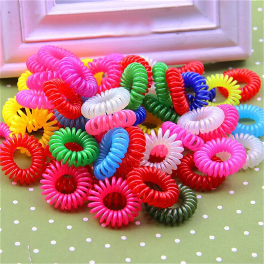 10Pcs Telephone Wire Elastic Clear Hair Bands Plastic Spring Gum For Hair Ties No Crease Coil Hair Tie Ponytail Hair Accessories