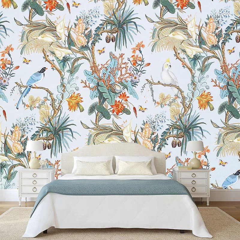 Custom 3D Photo Wallpaper European Style Flower Bird Pastoral Mural Living Room Bedroom Background Wall Decor Papel De Parede 3D