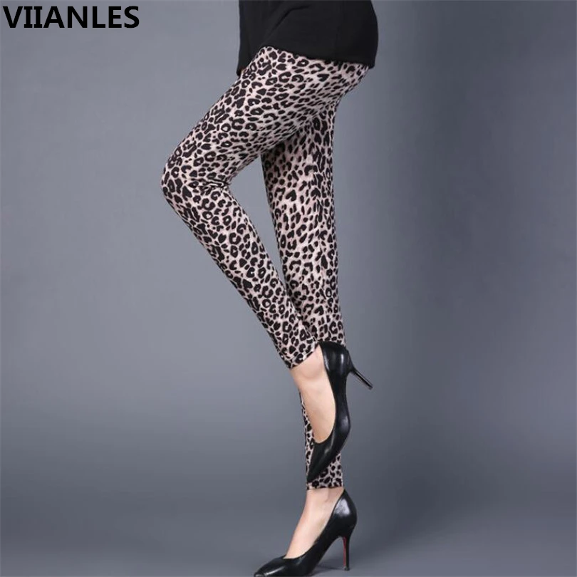 Viianles-leggins para treino, calça com estampa de leopardo, alta elasticidade, cintura alta, para treino