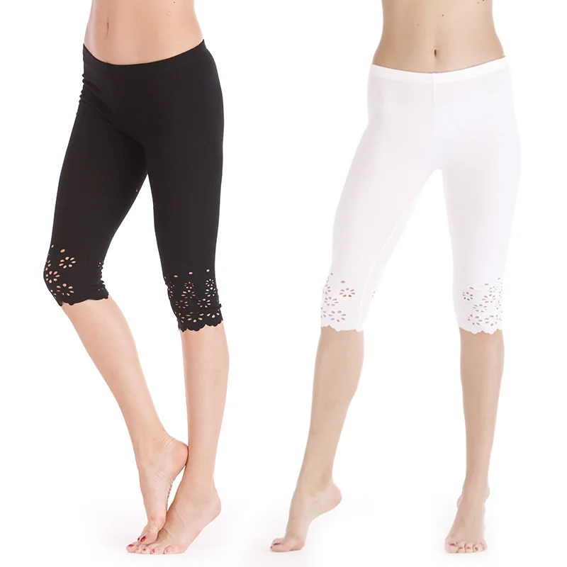 Leggings d'été pour femmes, pantalon moulant court, jegging amissié, push up, pantacourt, mi-mollet