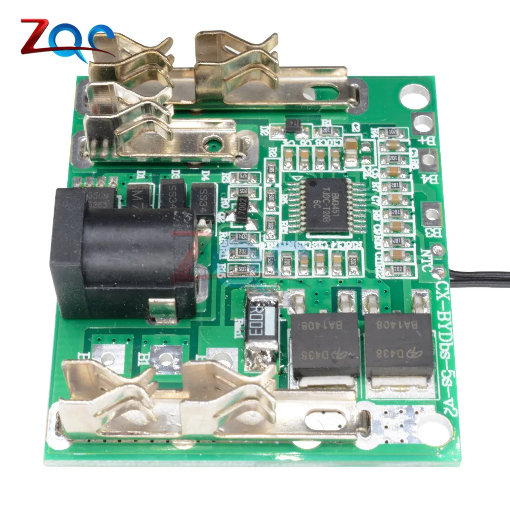 Battery Charging Protection Board 5S 18/21V 20A Li-Ion Lithium Battery Pack Protection Circuit Board BMS Module for Power Tools