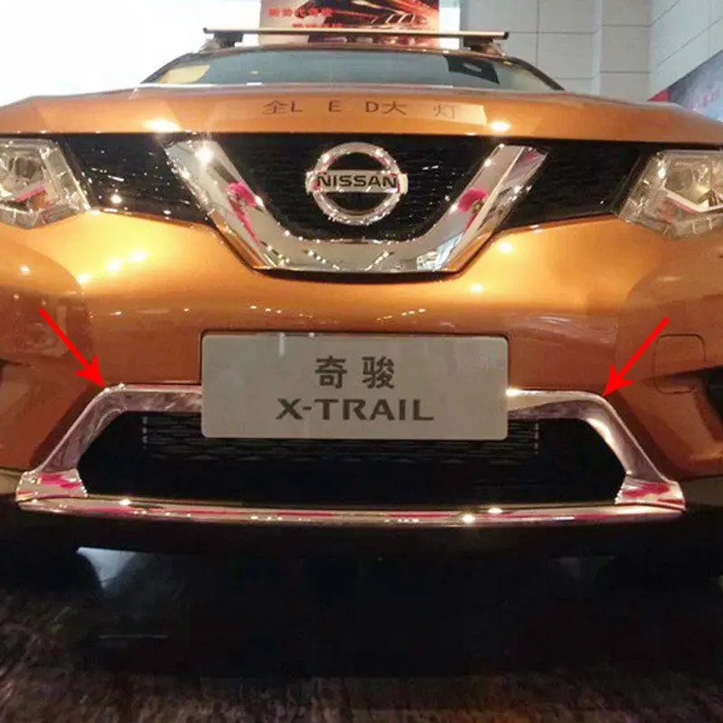 Front Grille Grill Frame Cover Trim For 2014 2015 2016 Nissan X-Trail T32 XTrail Rogue ABS Chrome Car Styling Accessories 4pcs