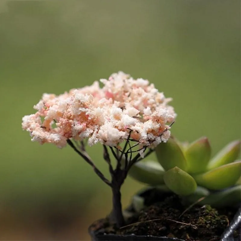 

Zakka Artificial Mini Tree Plant Micro-landscape Ornaments Cherry Blossoms Home Decoration Supplies Free Shipping 100pcs lot