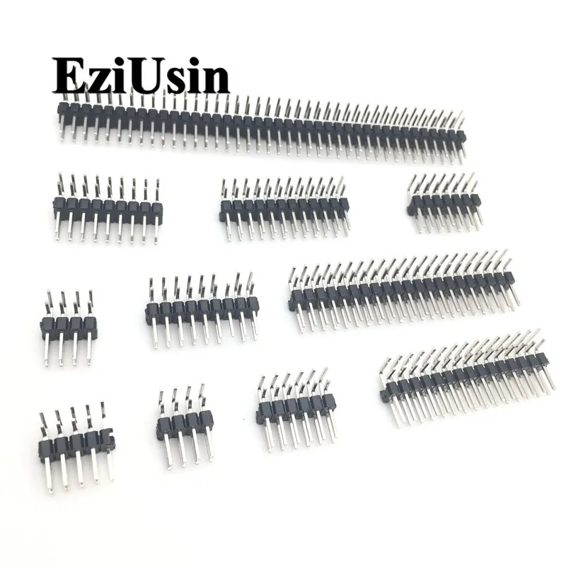 R/A 2.54Mm Dubbele Rij Rechte Hoek Mannelijke Breakaway Pcb Board Pin Header Connector Pinheader 2*3/4/10/12/15/40Pin Voor Arduino