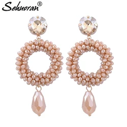 Oorbellen Crystal Beads Round Drop Earrings For Woman Crystal Stone Oorbellen Wedding Earrings Tiger Butterfly Festival Earrings