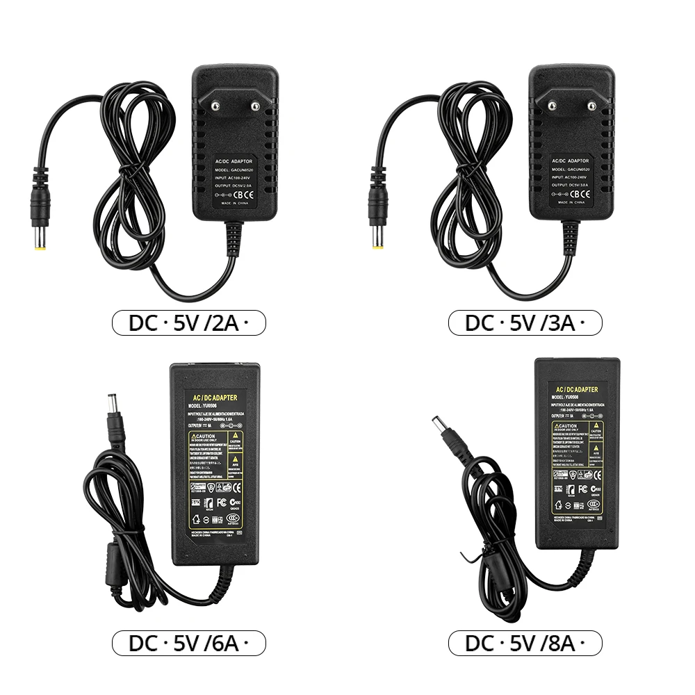 LED Voeding 2A 3A 6A 8A 5 V Adapter voor 5 V Led Strip Licht WS2812 Pixel strip Transformator AC110-220V US/EU Plug