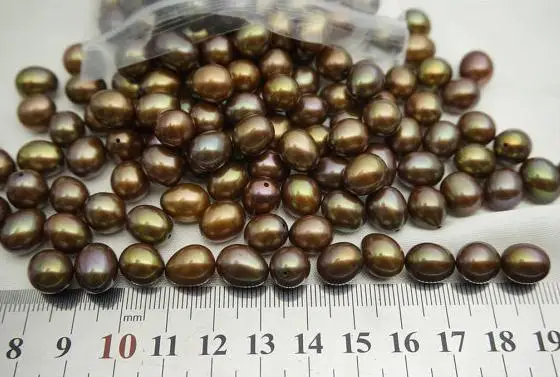 High Luster Pearl Jewelry,Brown Oval Pearls,Half Drilled 7-8MM Freshwater Pearl Rice Shape,Oval Teardrop Pearl Pairs Meterial.