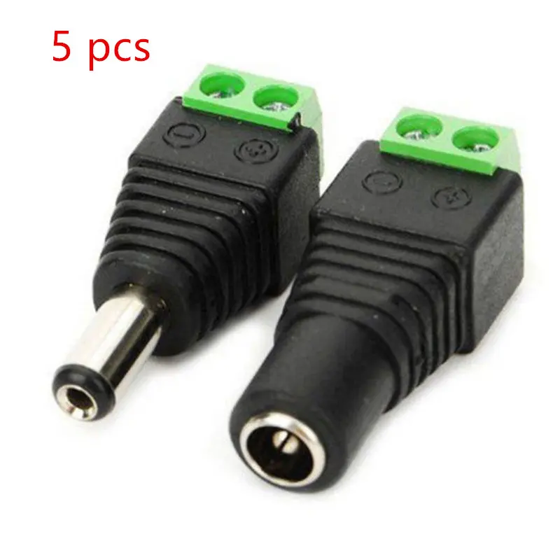 5 sztuk żeńskich + 5 sztuk męskich złącze DC 2.1*5.5mm złącze kabel z wtyczką Adapter gniazda Jack zasilania do 3528/5050/5730 taśmy LED
