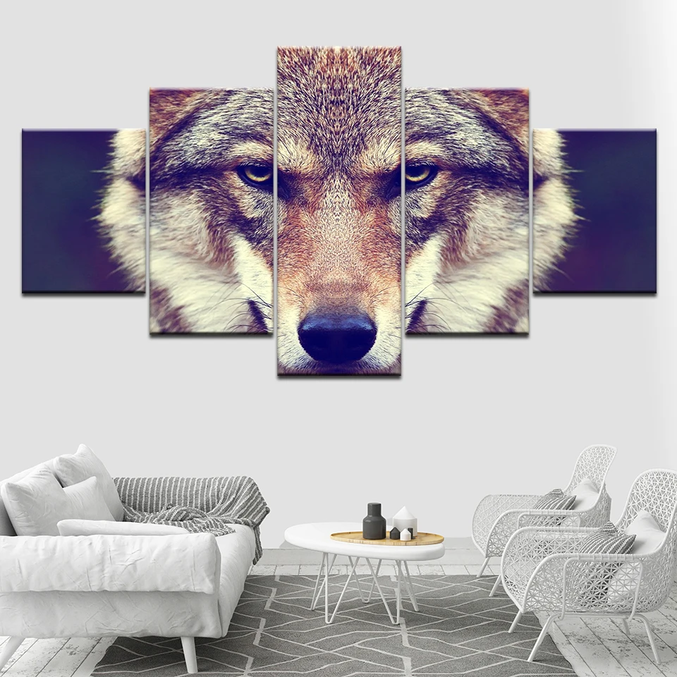 

Canvas Painting Wolf Live animal Wall Art Pictures 5 Pieces Modular Wallpapers Poster Print for living room Home Decor