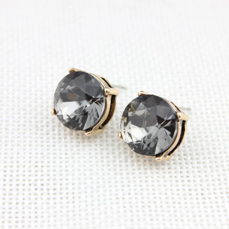 ZWPON Fashion Gold AB Blue Glass Crystal Button Earrings for Women Brand Jewelry Dot Earrings Wholesale