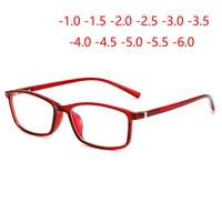 0 -1 -1.5 -2 -2.5 a -6,0 gafas para miopía con acabado cuadrado para gafas graduadas TR90 Unisex marco negro transparente azul rojo