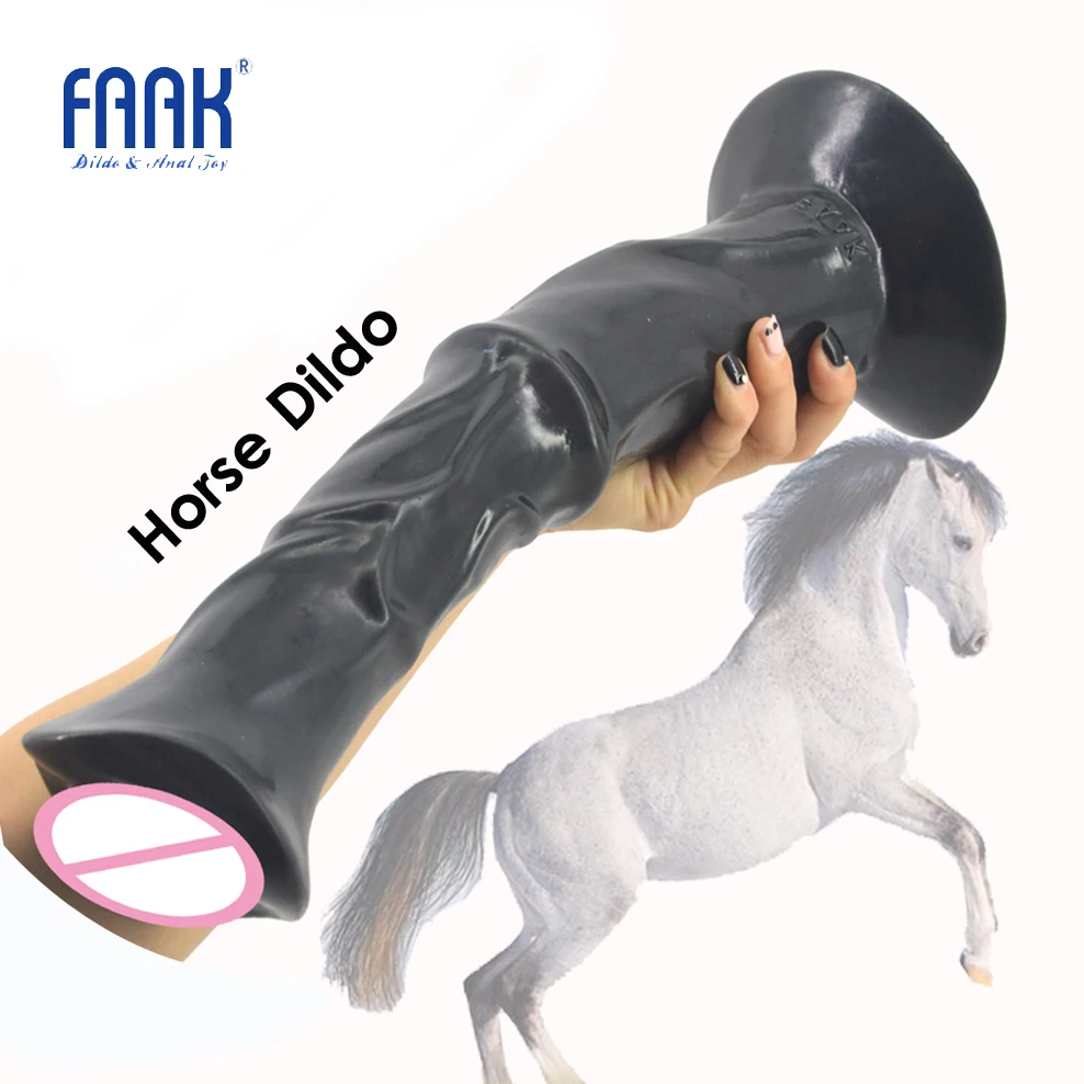 FAAK 13.8 inch huge penis animal horse dildo dick with strong suction cup ribbed big sex toys for women flirt sex products hot