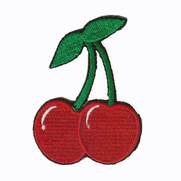 Custom High Quality Cherry Embroidery Patches Heat Cut Edge with Iron On Backing Welcome Customer Design MOQ50pcs Free Shipping