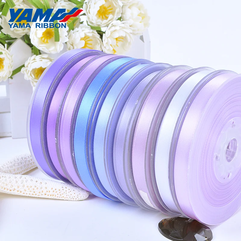 YAMA-Single Face Satin Gold Ribbon, Fita Decoração do partido, roxo e azul, 6mm, 9mm, 13mm, 16mm, 19mm, 22mm, 100 jardas