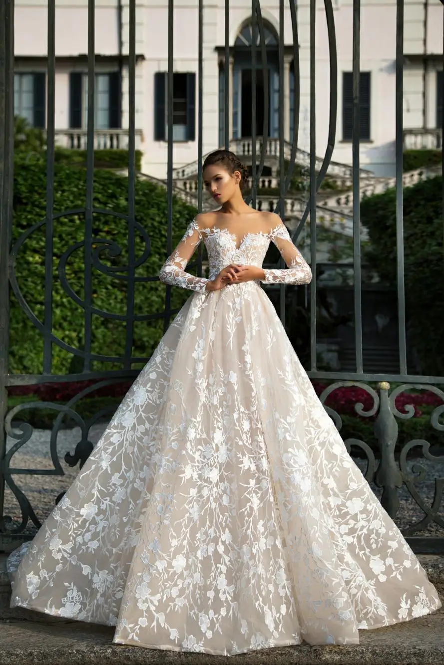 

Wedding Dress 100% Real Photos Luxury Wedding Dresses Royal Train Lace Appliques Regular Vestido xf16157