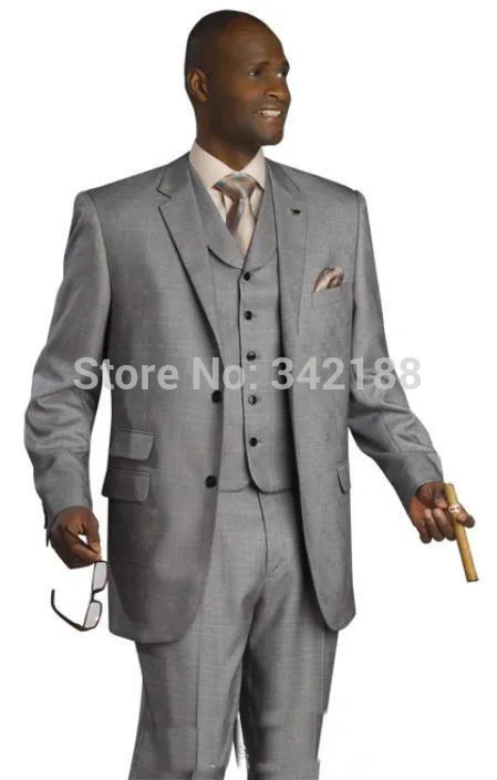 

FREE Two Buttons Groom Tuxedos Light Grey Best man Notch Lapel Groomsman Men Wedding Suits Bridegroom (Jacket+Pants+Tie+Vest)wed