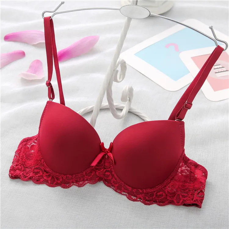 Summer underWire Women Seamless Lace bra sexy student girl Brassiere spring autumn small chest Padded push up Bra 32 34 36