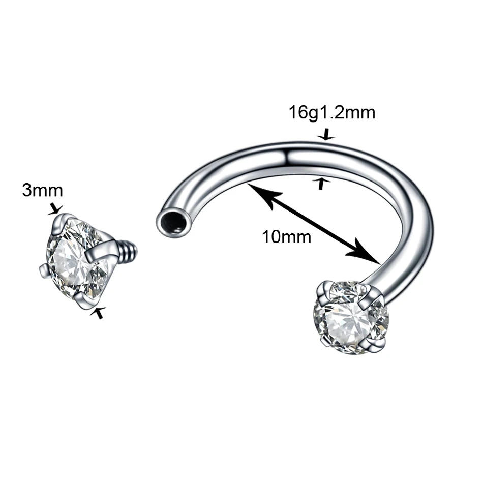 1PC Steel Earring Internal Piercing Septo Nose Lip Eyebrow Ear Septum Cartilage Helix Captive Hoop Rings Piercing Jewelry