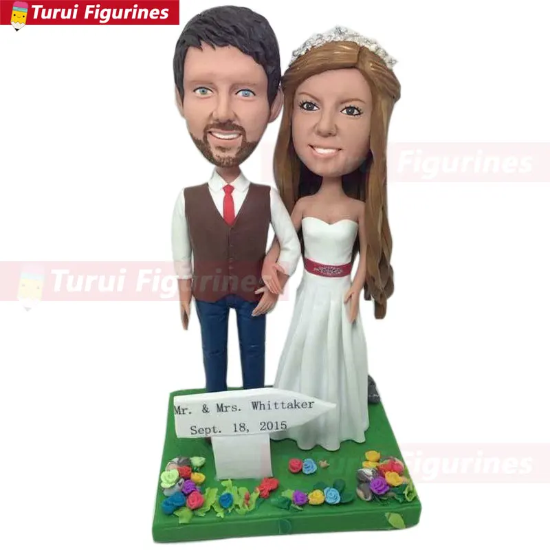 Personalized Romantic Country Wedding Personalized Wedding Cake Topper Bobble Head Romantic Wedding Cake Topper Custom Bobble He