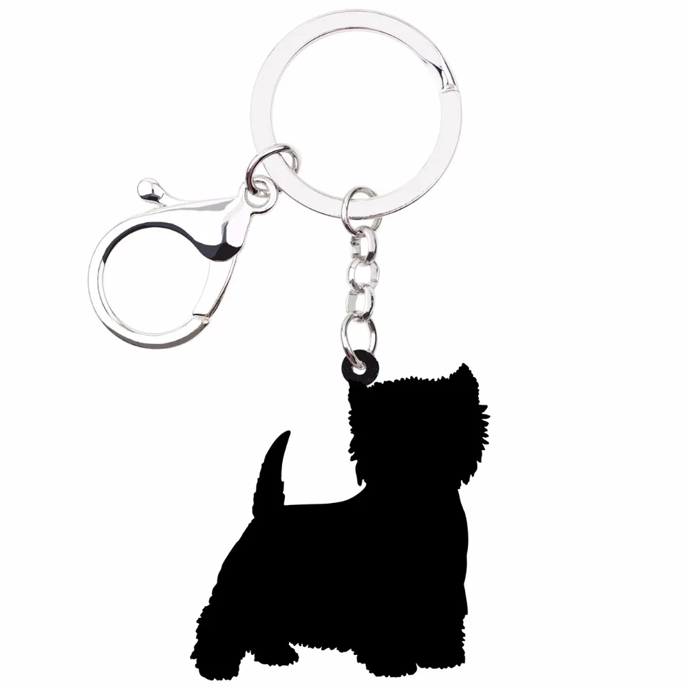 WEVENI Acrylic Anime Jewelry West Highland White Terrier Keyring For Women Girl Bag Car Key Handbag Wallet Charms Keychains GIFT