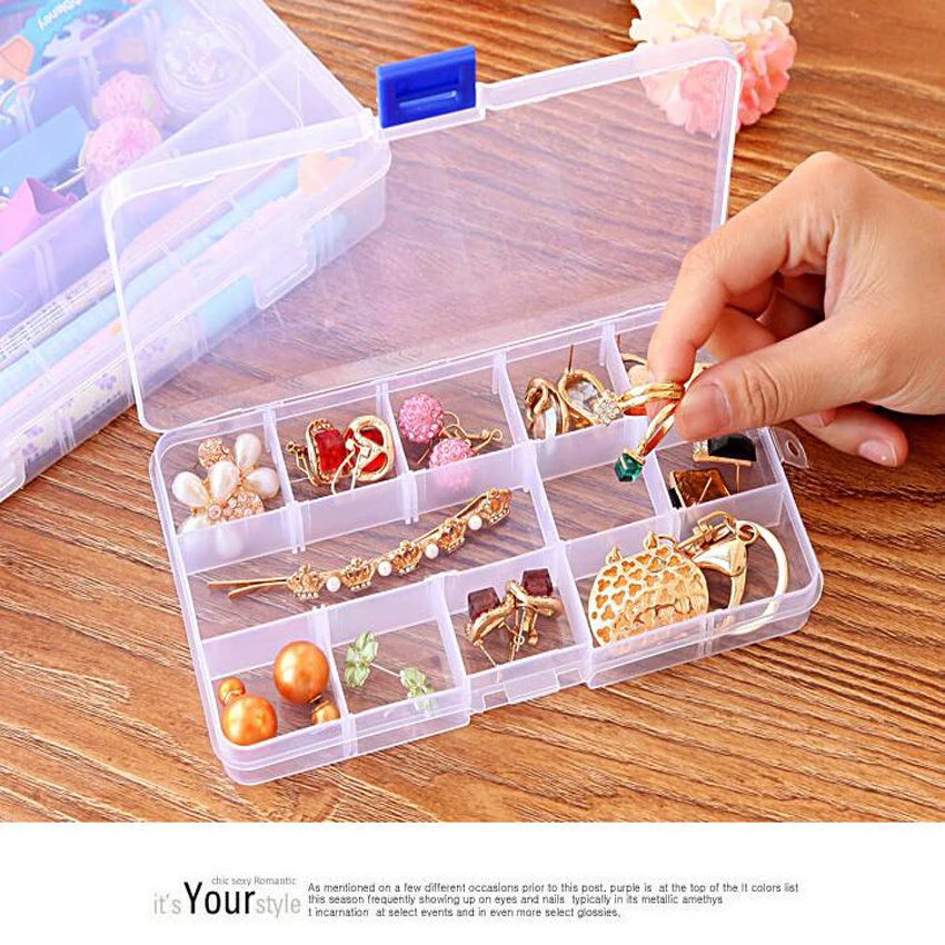 1PC New 15 Slots Cells Portable Jewelry Tool Box Container Ring Electronic Parts Screw Beads Component Storage Box