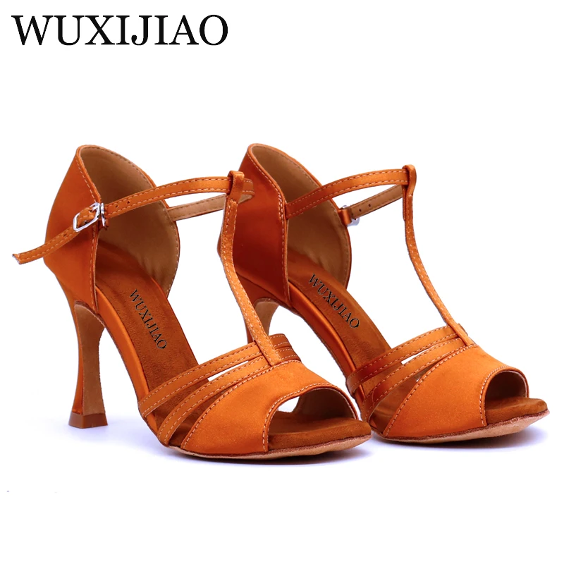 WUXIJIAO Nuove Donne di Marca di Scarpe Da Ballo Latino Salsa di Ballo Sandali Flanella Sala Da Ballo Del Partito Tango Scarpe Da Ballo Tacchi Alti 9 centimetri