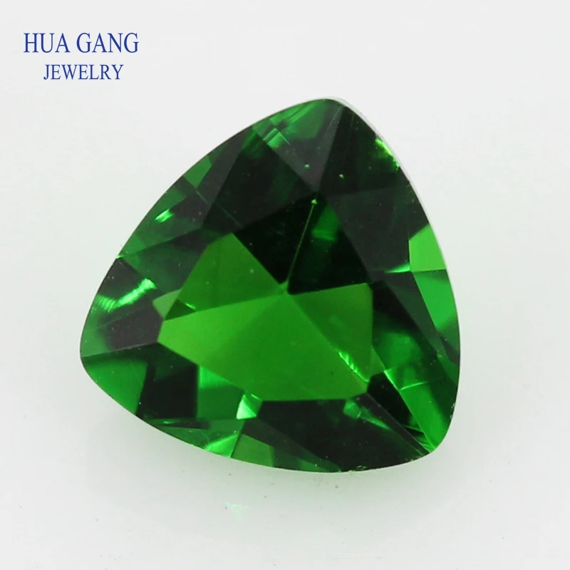 

Glass Beads Green Trillion Shape Princess Cut Loose Synthetic Gems For Jewelry Size 3x3~12x12mm