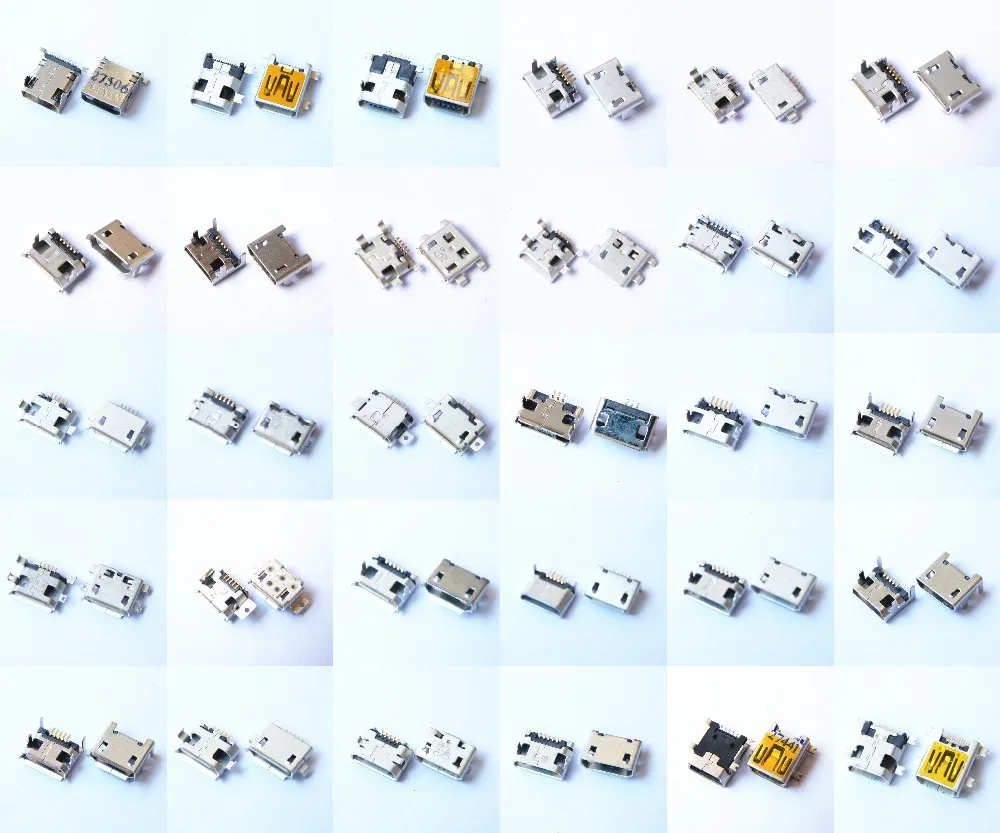 30 Models 300pcs Micro USB Connector usb Jack Socket Female Port For MP3/4/5 Huawei Lenovo ZTE And Other Mobile Phone Tablet pc