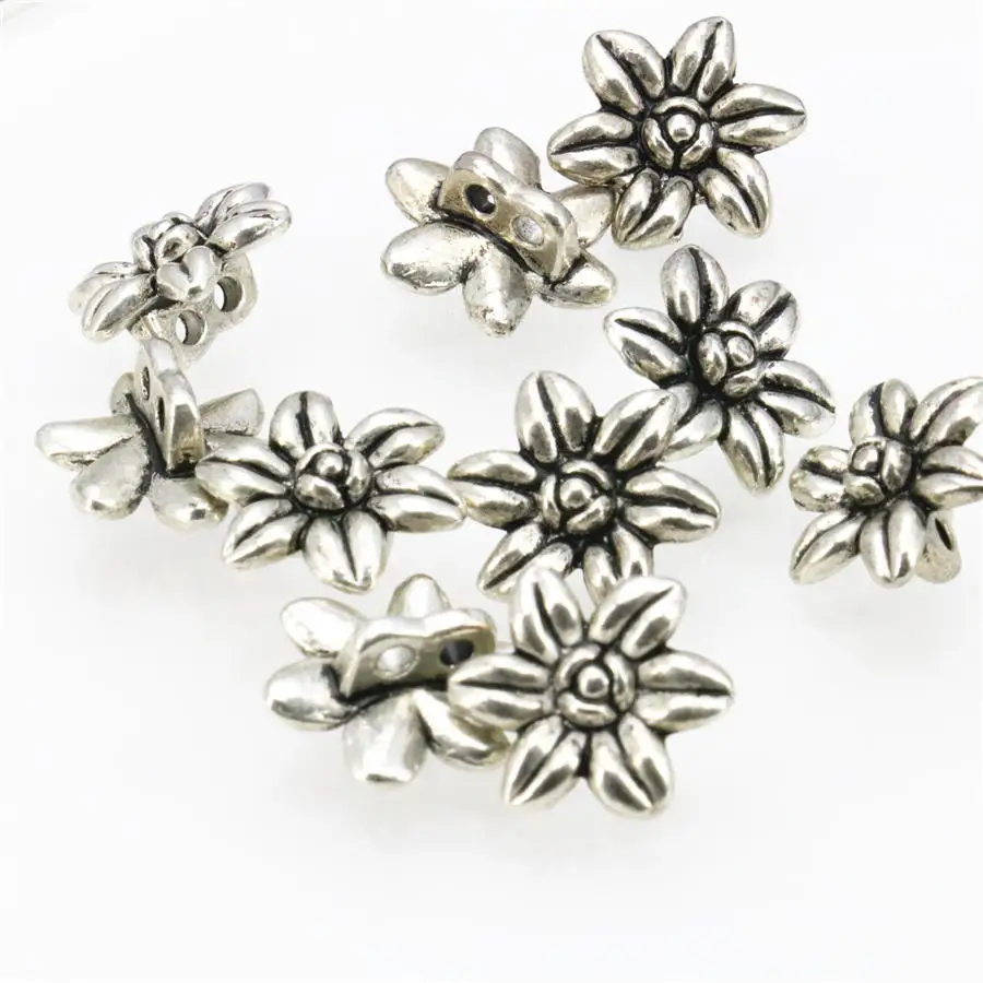 5PCS Hot Sale Metal Gifts Crafts Flower Lucky DIY Loose Finding Accessories Alloy Jewelry Making Design Carved 12mm Women Girls