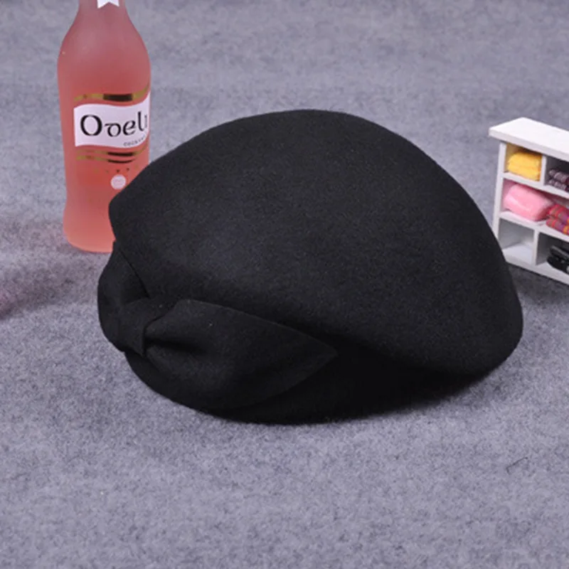 Winter Beret Beanies Hat Women\'s Wool Hat Fashion Female Beret Cap French Trilby Soft Pillbox Hat Dress Hat