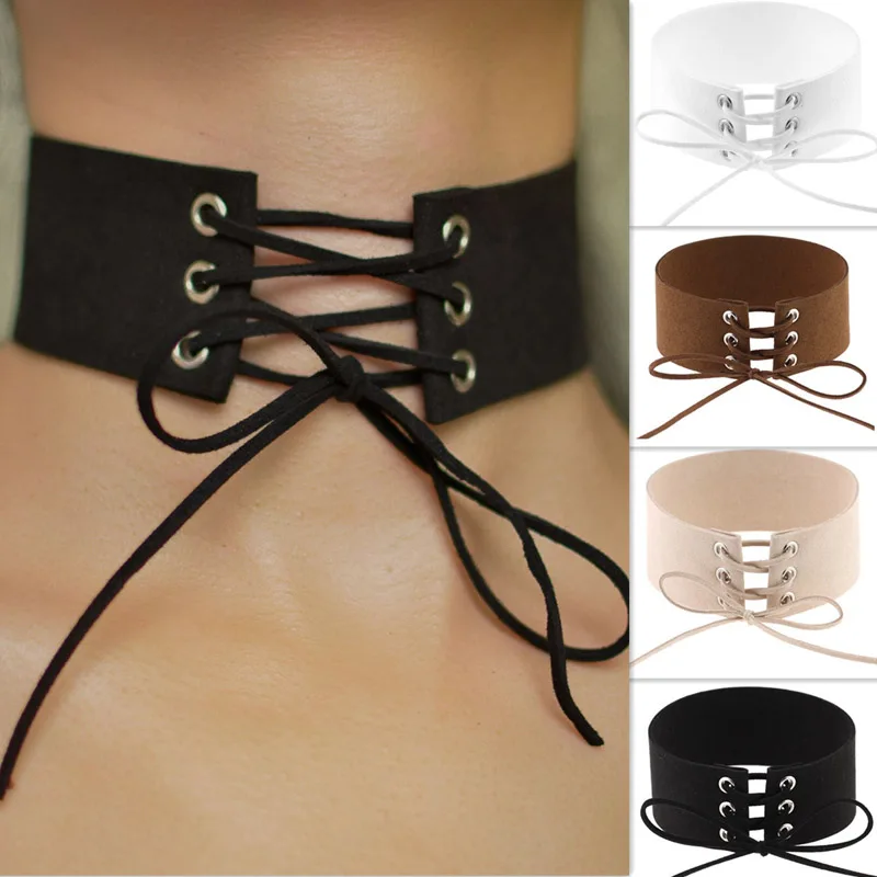 Hot Newest fashion accessories Velvet Choker Necklace width Suede  Tie Up for couple lovers\' N196