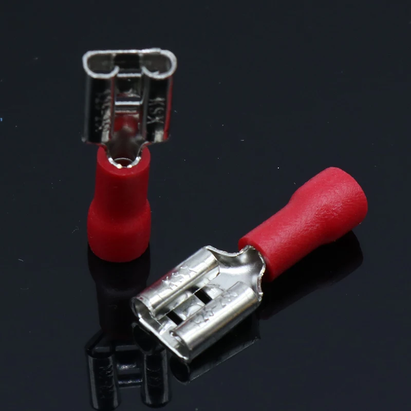 FDD1.25-250 insulating Female Insulated Electrical Crimp Terminal Connectors Cable Wire Connector 100PCS/Pack FDD1-250 FDD